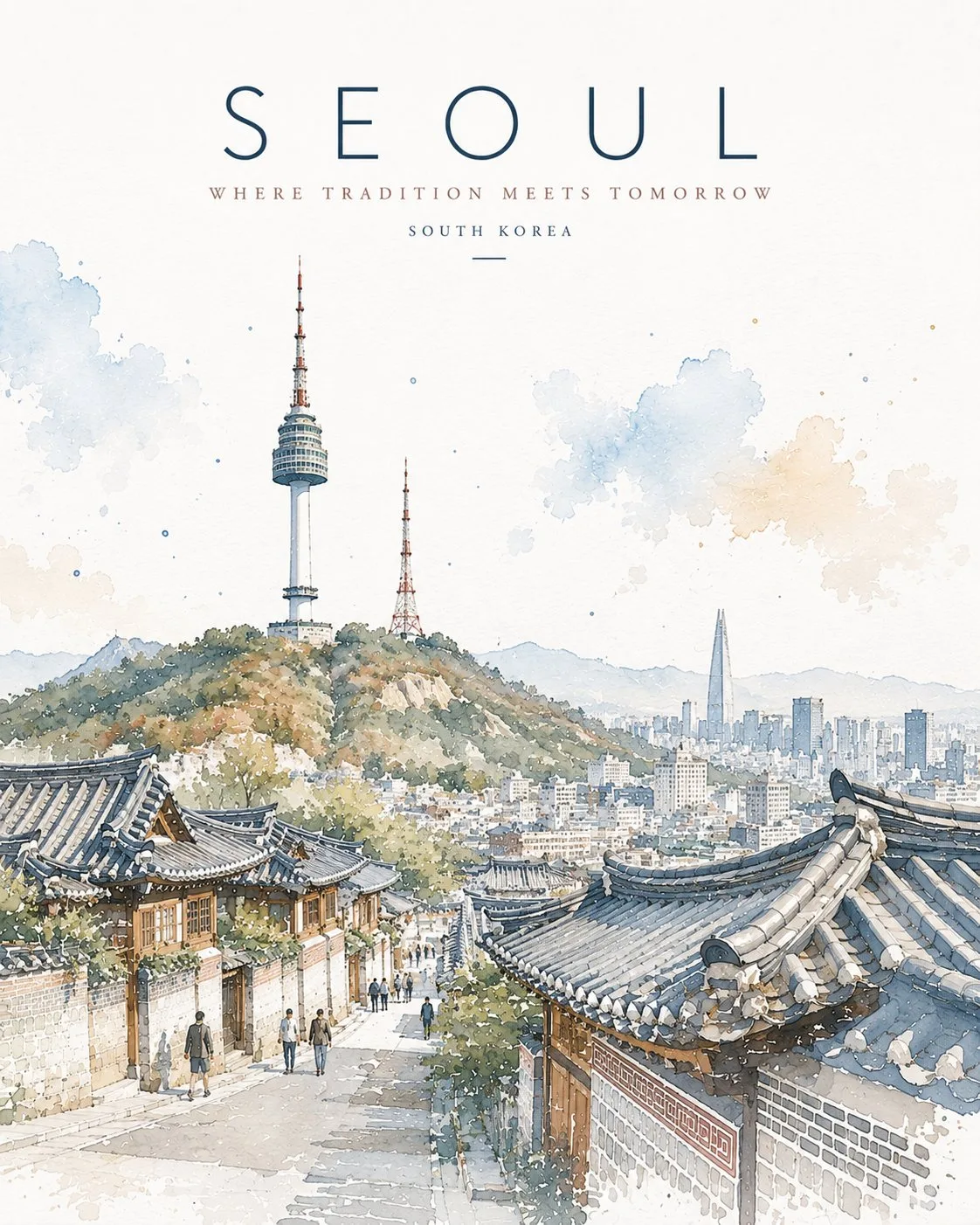 โปสเตอร์ภาพประกอบสไตล์สีน้ำมินิมอลสำหรับท่องเที่ยว 1