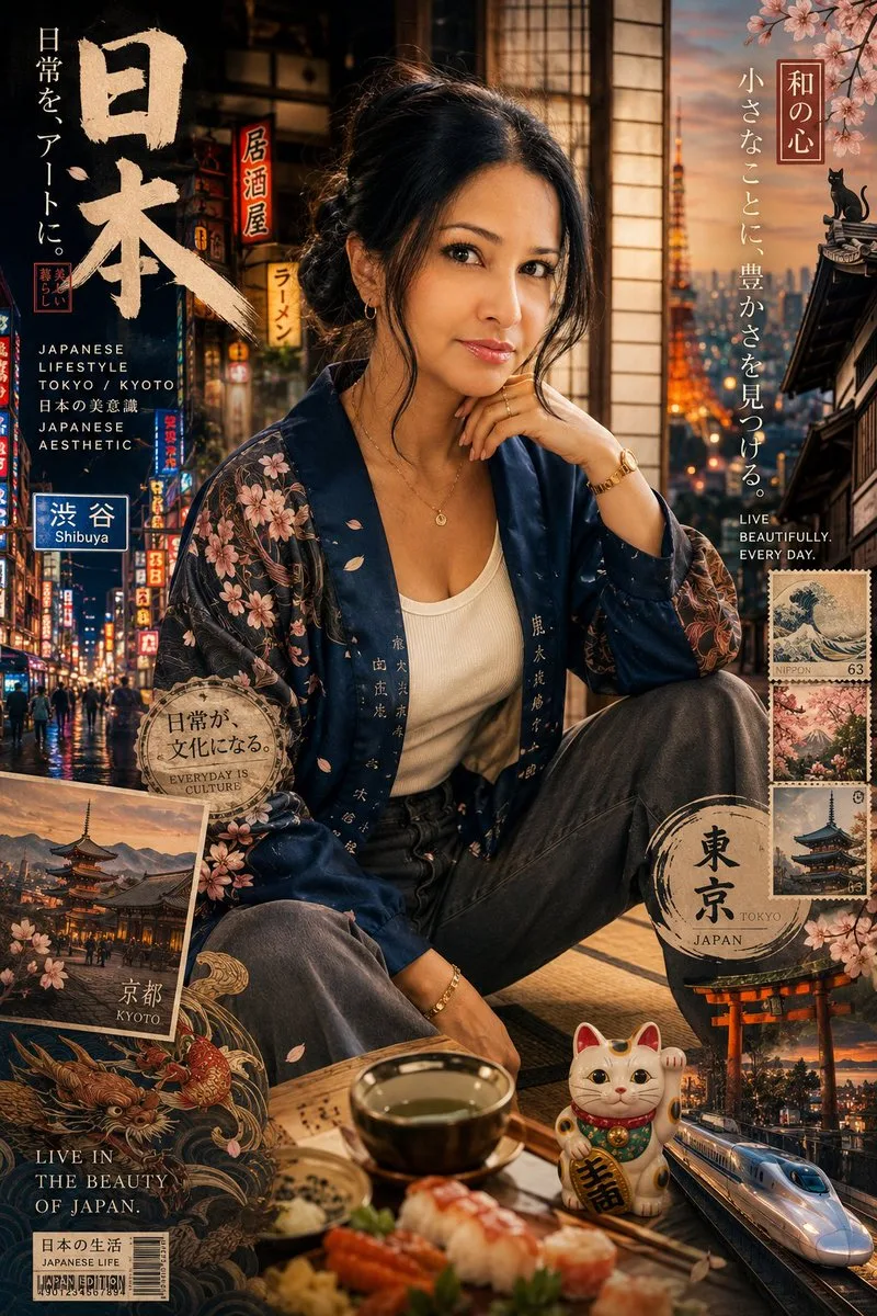 โปสเตอร์แฟชั่นญี่ปุ่น: วิถีชีวิตและสไตล์เมือง 1