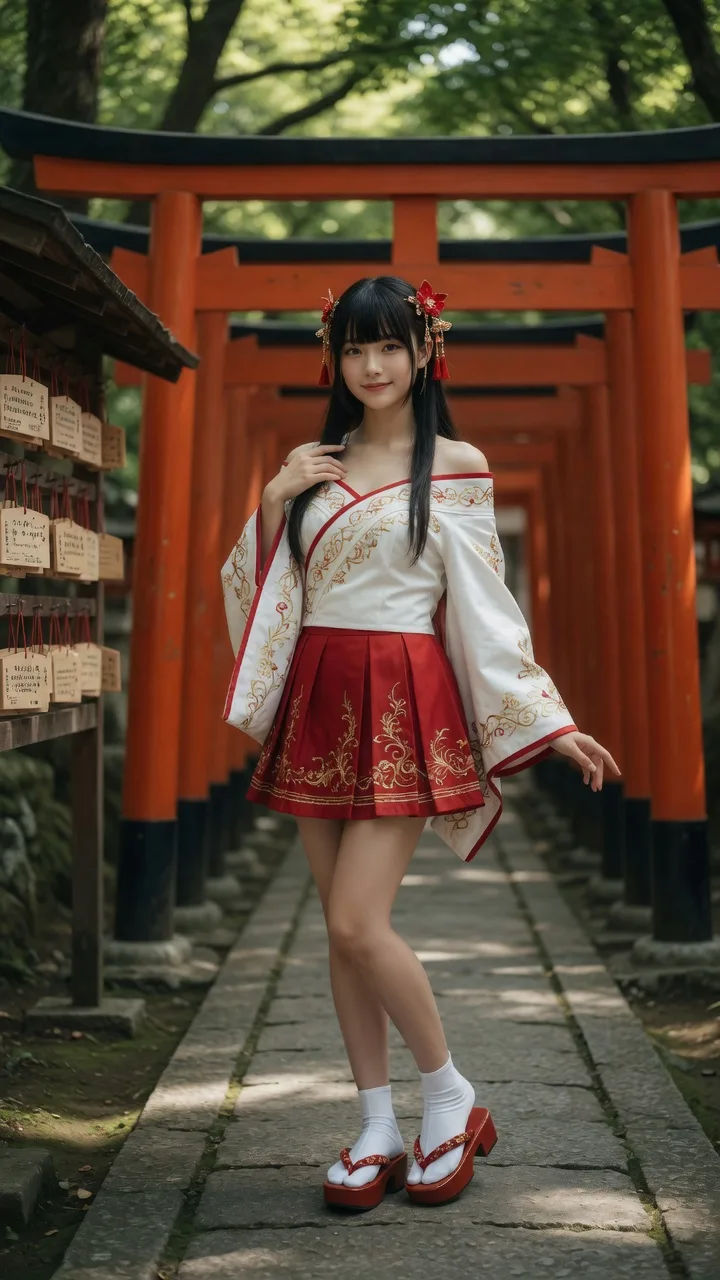 สาวหมวยชุดมิโกะทันสมัย ณ ศาลเจ้าญี่ปุ่น 1