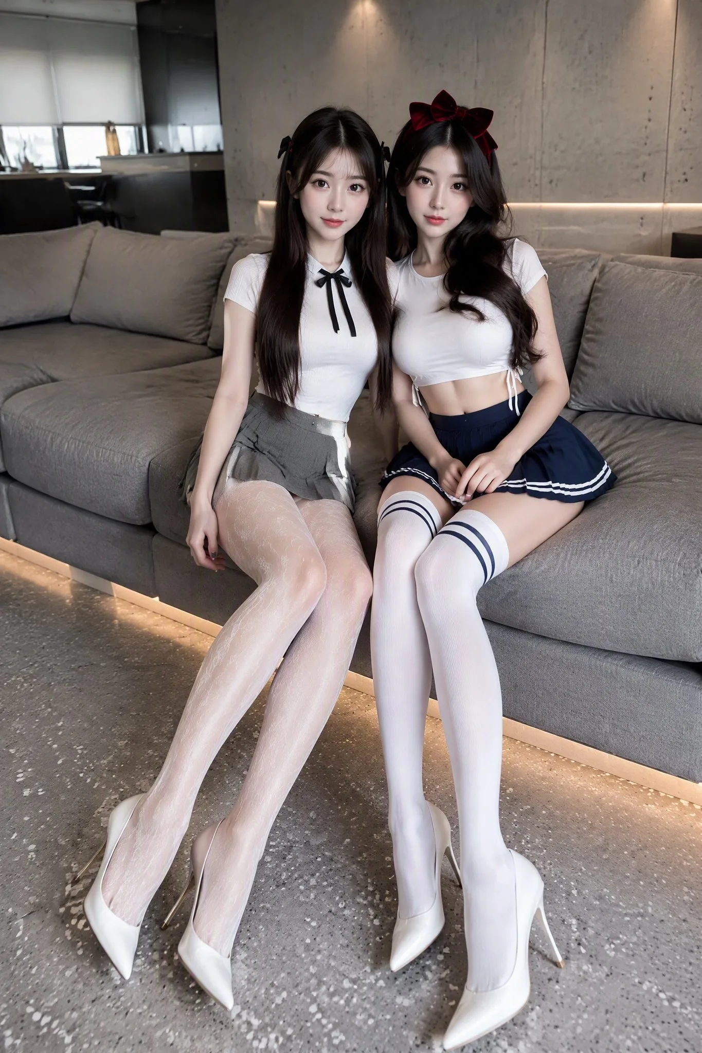 แฟชั่นหญิงคู่สไตล์มินิมอลโมเดิร์นในร่ม 1