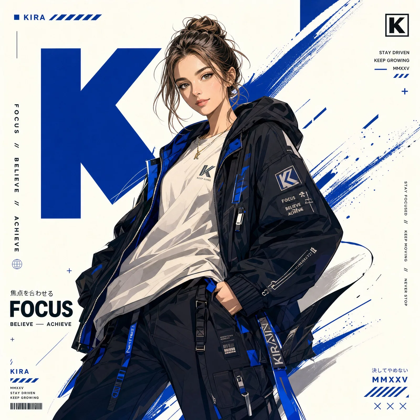 โปสเตอร์อนิเมะสไตล์สตรีทแฟชั่นยุคใหม่ 1