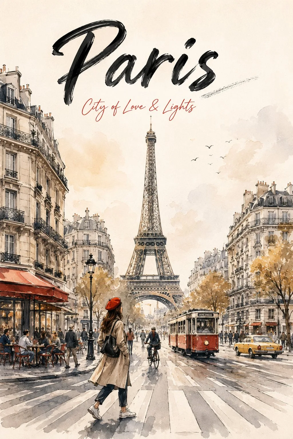 โปสเตอร์ท่องเที่ยวสไตล์สเก็ตช์เมืองหรูหรา 1