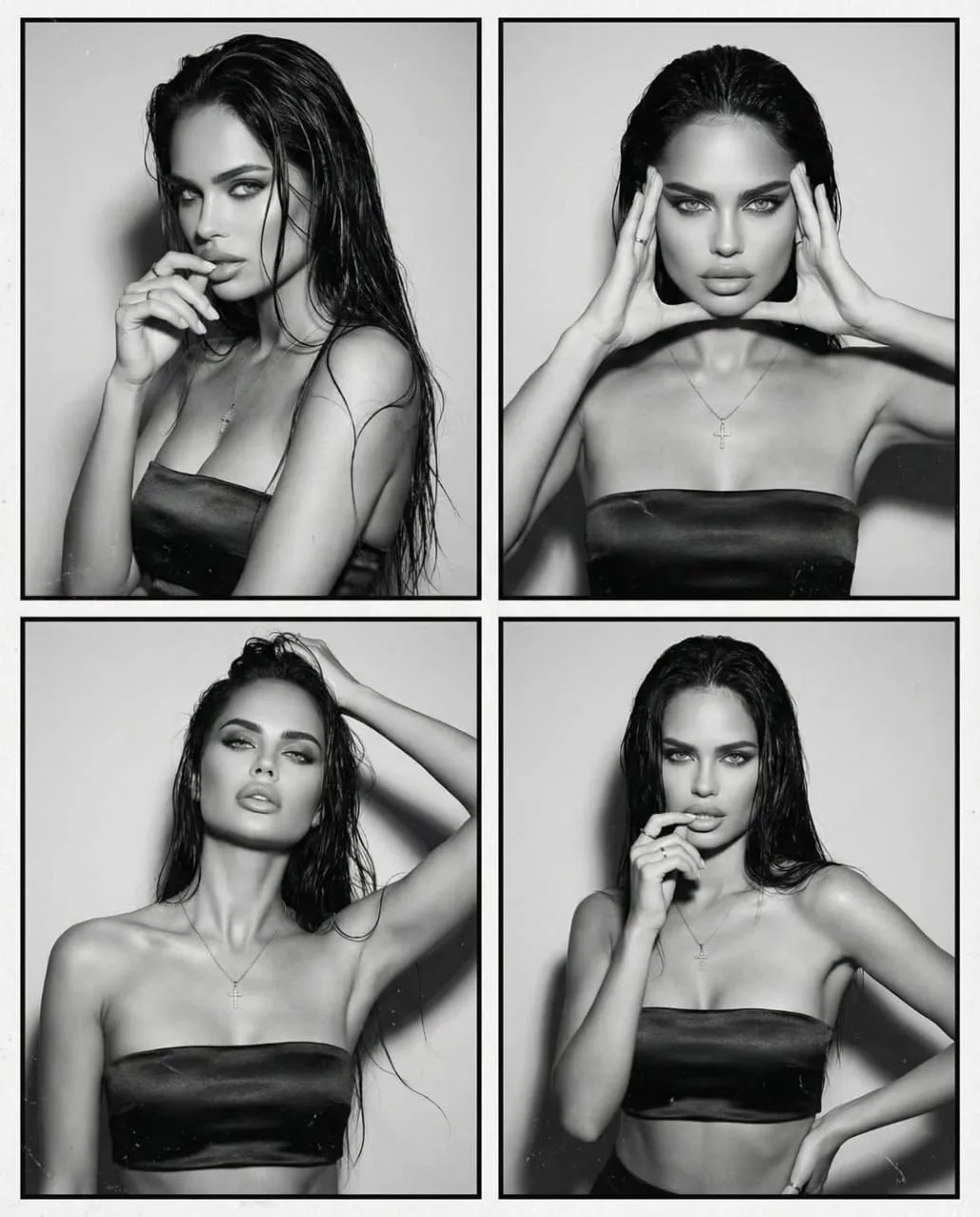 ภาพคอเลคชั่น 4 ช่อง นางแบบผมเปียกขาวดำ 1