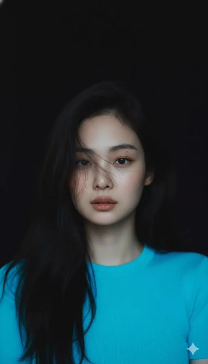 ภาพพอร์เทรตสาวสวยสไตล์หนังโทนน้ำเงินนีออน 1