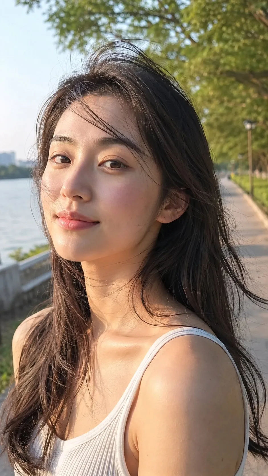 สาวริมน้ำยามเช้า: ภาพเหมือนจริงสไตล์ธรรมชาติ 1