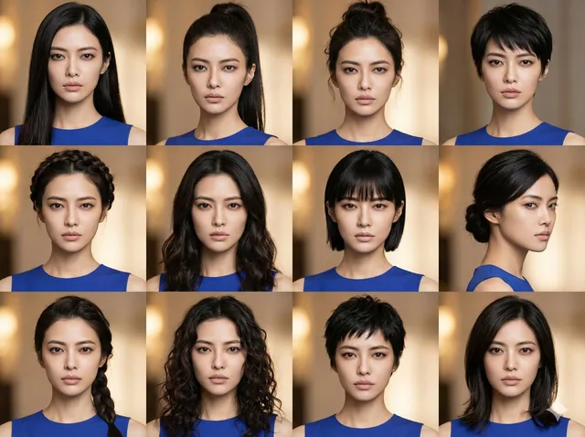 คอลลาจเปลี่ยนทรงผมและเมคอัพ 9 ช่อง