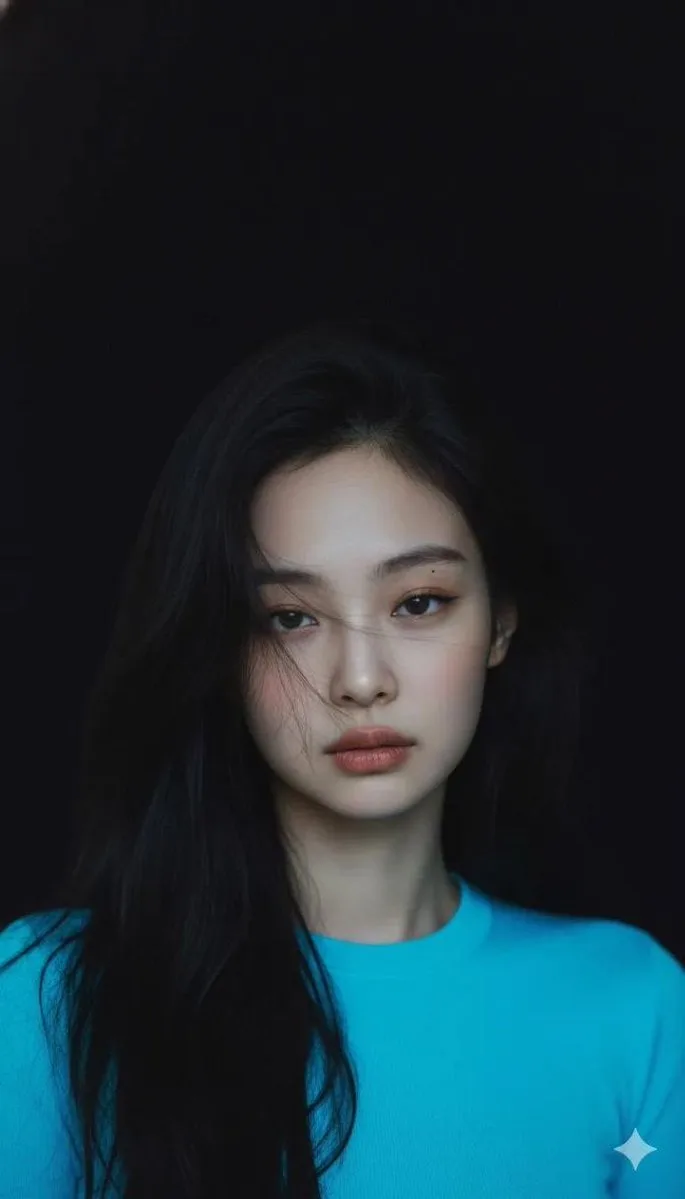 สาวสวยโทนดาร์กชุดสีฟ้าสะท้อนแสงในเงามืด 1