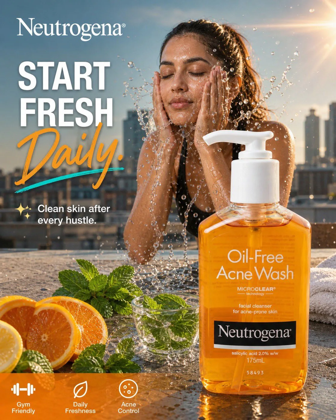 โปสเตอร์โฆษณา Neutrogena Oil-Free Acne Wash 2