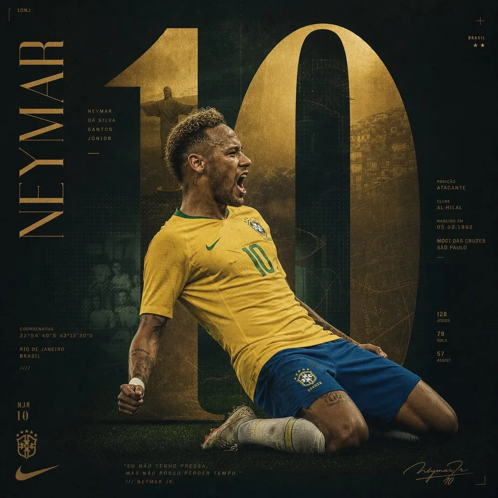 โปสเตอร์กีฬา: เนย์มาร์ทีมชาติบราซิล สไตล์สตูดิโอดีไซน์ 1