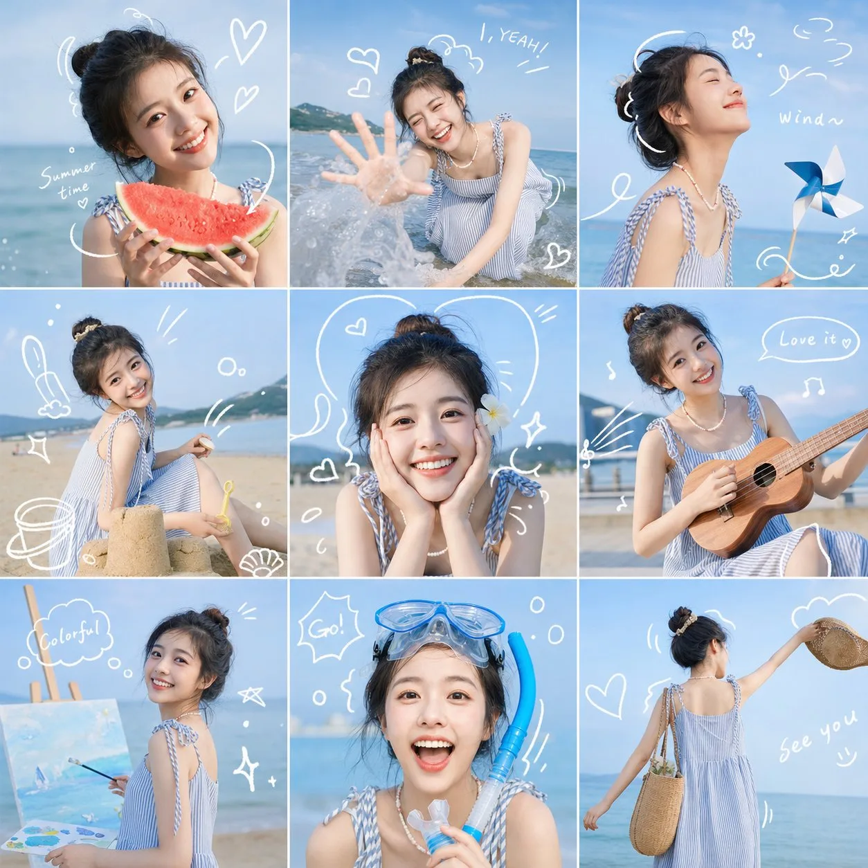 ภาพปะติด 9 ช่อง สไตล์สมุดบันทึกสดใส 1