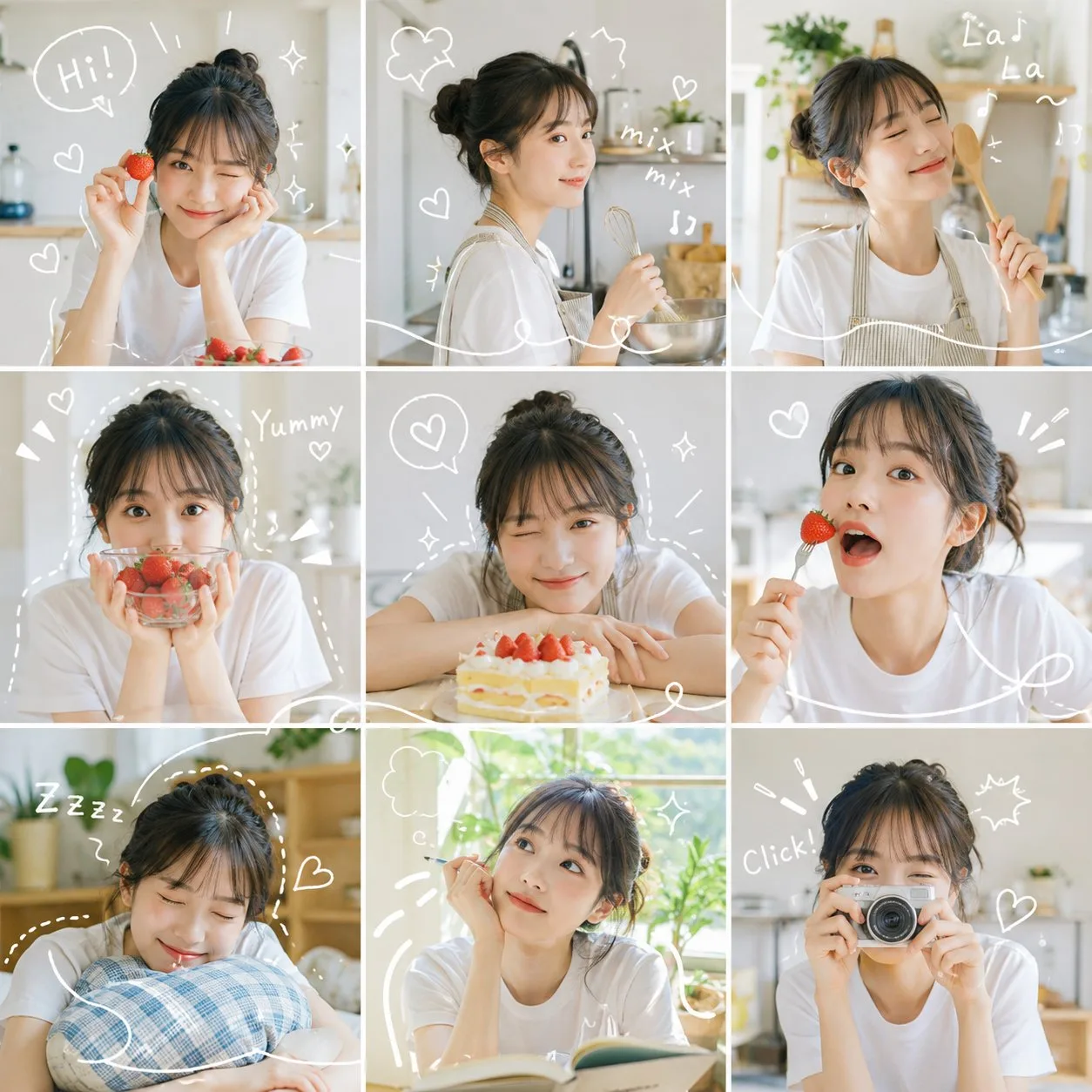 คอลลาจ 9 ช่อง: เคลื่อนไหวต่อเนื่อง สไตล์ดูเดิล 1
