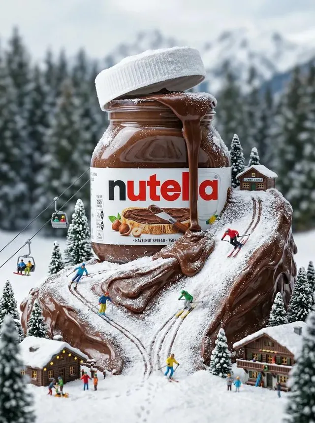 Nutella เนินเขาสกีช็อกโกแลตย่อส่วนมหัศจรรย์
