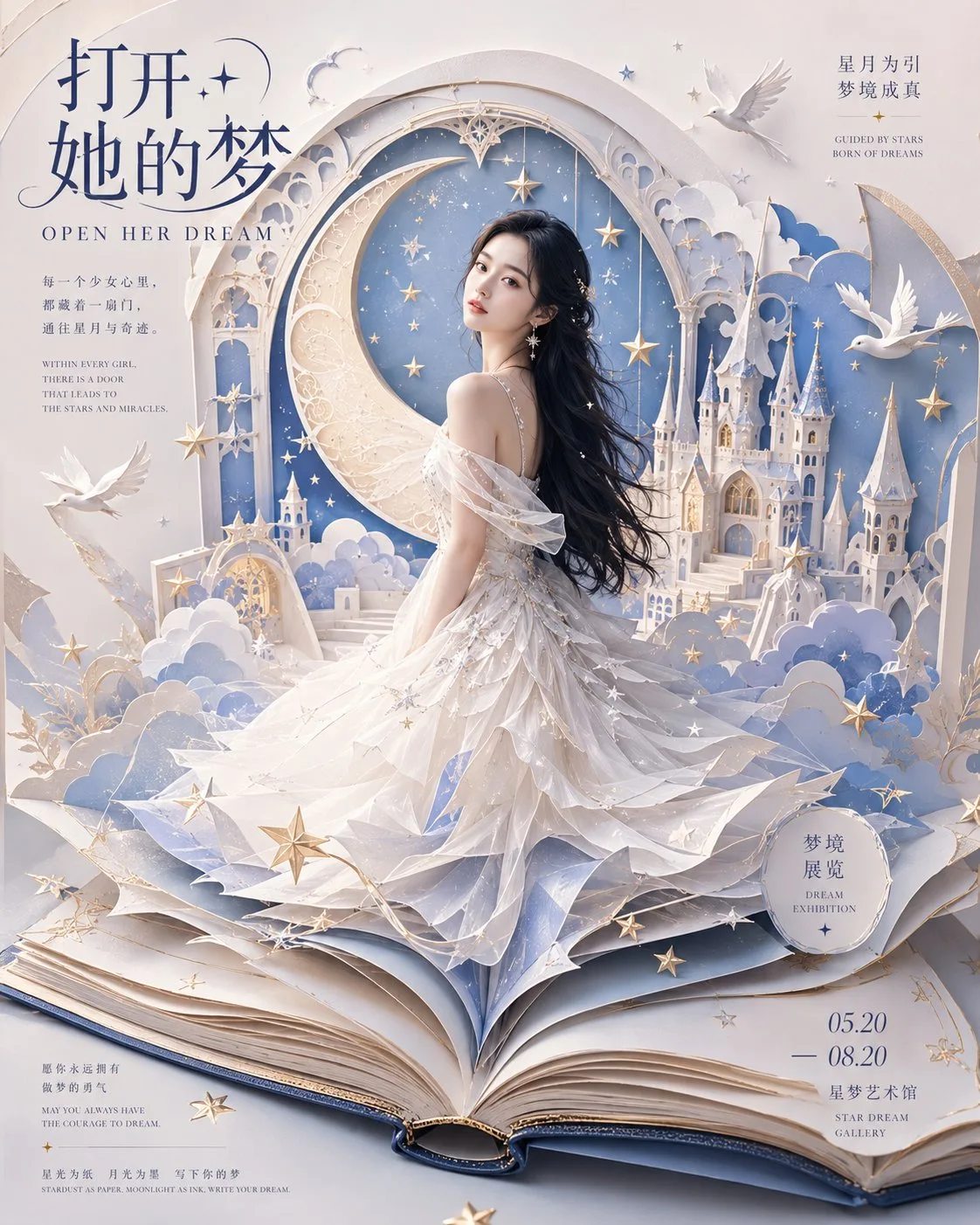 โปสเตอร์นิทรรศการศิลปะกระดาษ: เปิดฝันจันทราดารา 1