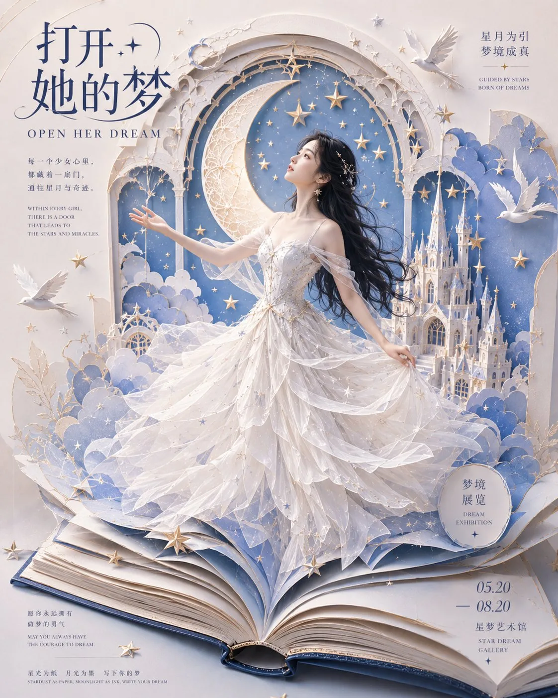 โปสเตอร์นิทรรศการศิลปะกระดาษ: เปิดฝันจันทราดารา 2