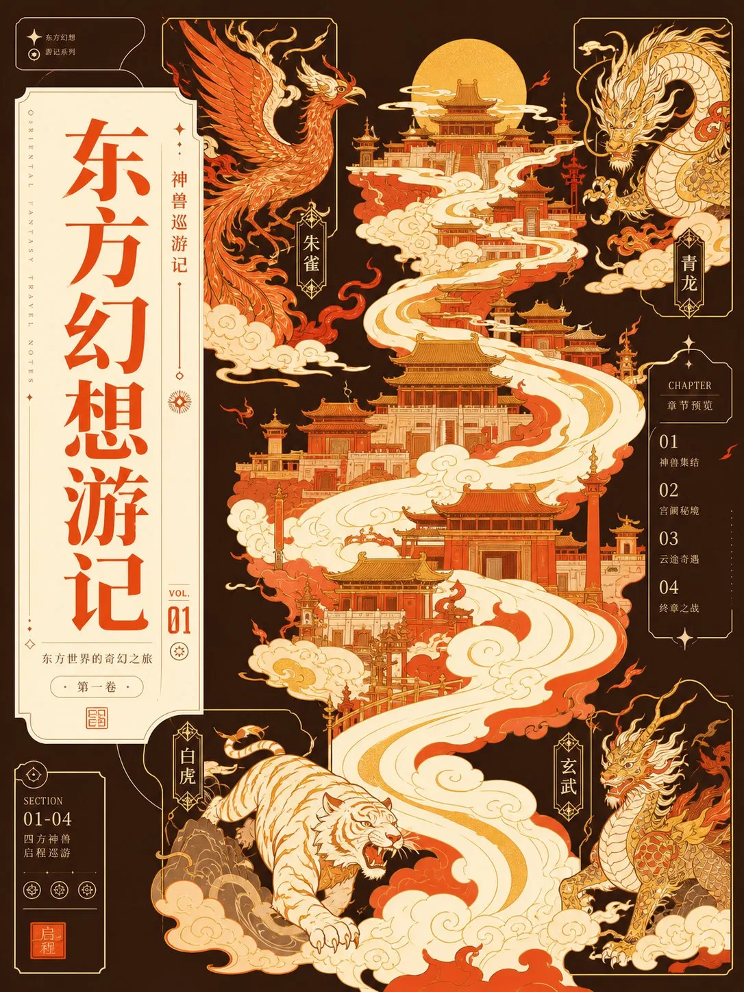 ปกหนังสือนิยายแฟนตาซีตะวันออก: ออกแบบกราฟิกแนวราบ 1