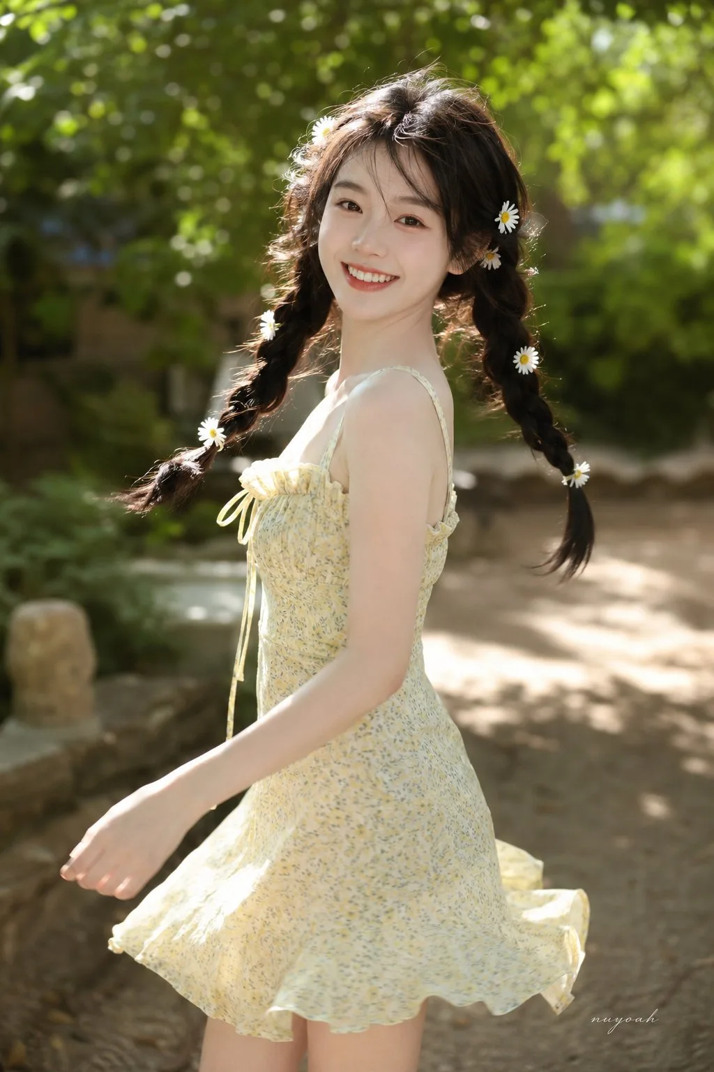 สาวจีนใสๆ ริมทุ่งดอกไม้ รับลมร้อน 1