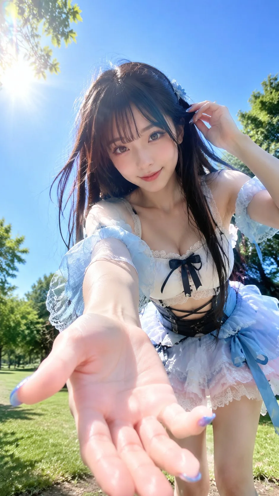 ภาพหญิงสาวสไตล์ไอดอล ในฤดูร้อนกลางแจ้ง 1