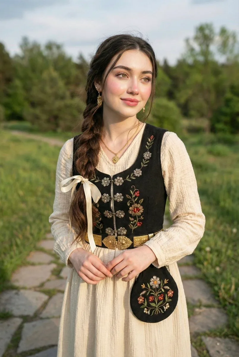 เซลฟี่สาวสวยผมเปียข้าง รับแสงแดดกลางแจ้ง 1