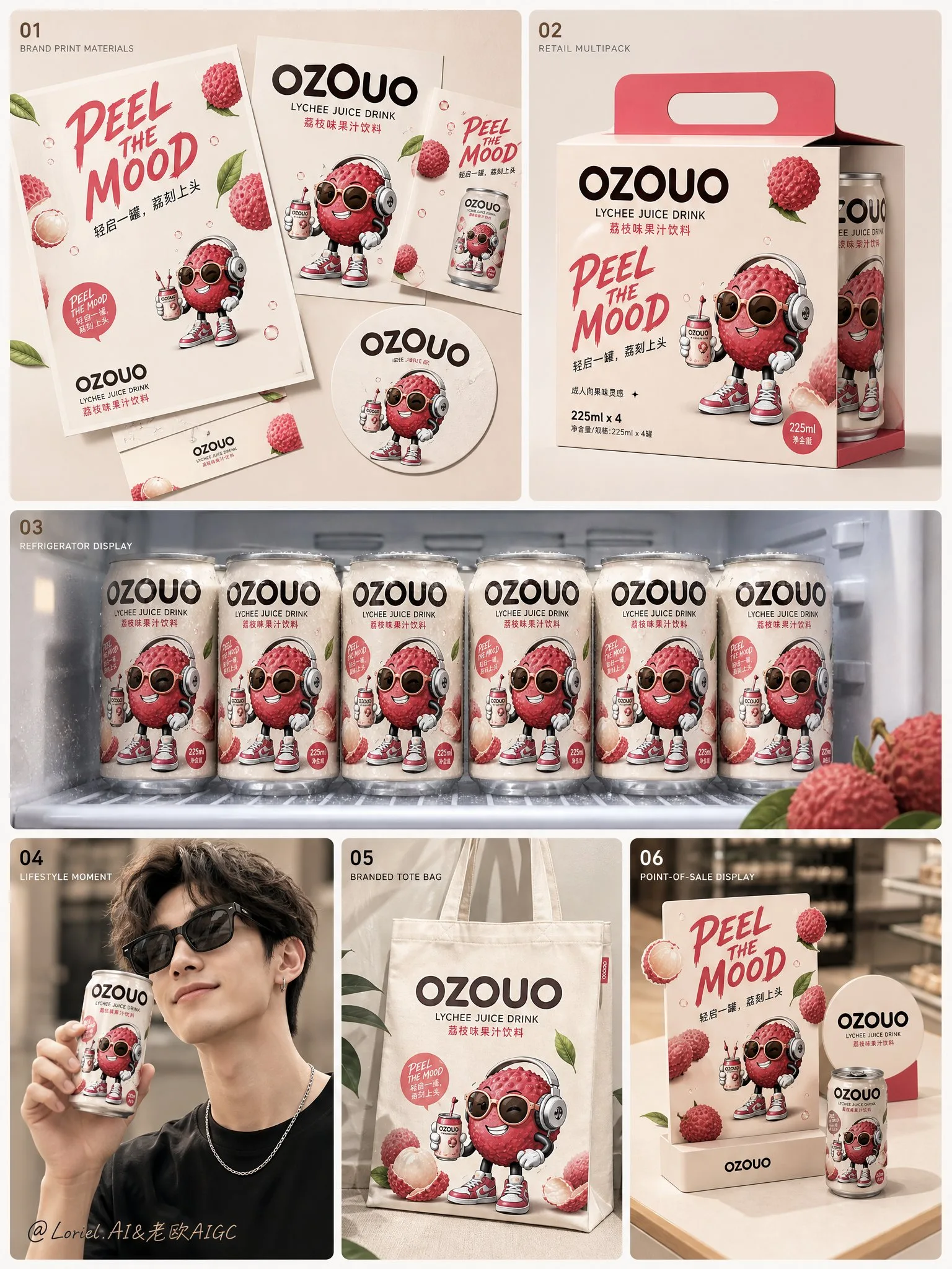 โปสเตอร์แคมเปญเครื่องดื่มลิ้นจี่ OZOUO รวมทุกมิติ 2