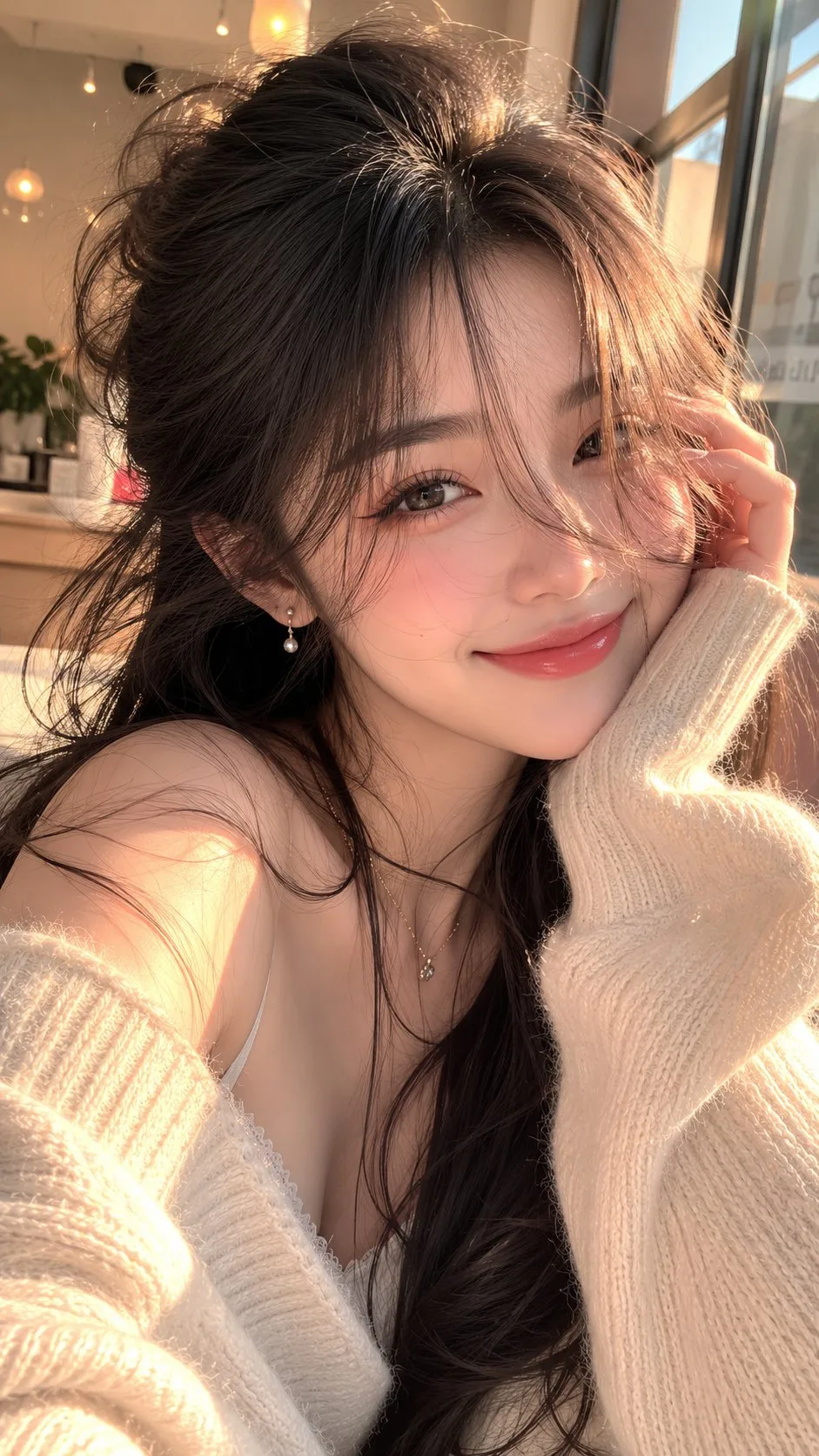 ภาพบุคคลระยะใกล้หญิงสาวสวย อบอุ่น แสงทองยามเย็น 1