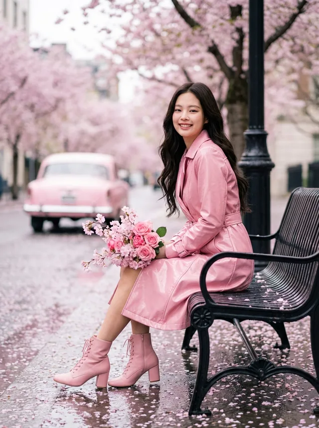 ภาพบุคคล: เจนนี่ (Jennie) กับดอกซากุระบานสะพรั่ง