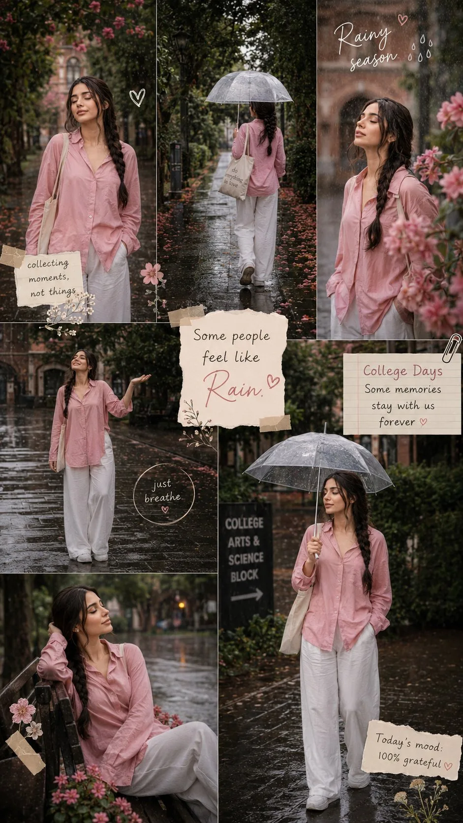 คอลลาจสาวเกาหลีในบรรยากาศมหาวิทยาลัยวันฝนพรำ 1