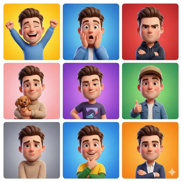 อวตารเด็กชายสไตล์พิกซาร์ 9 ช่อง หลากอารมณ์