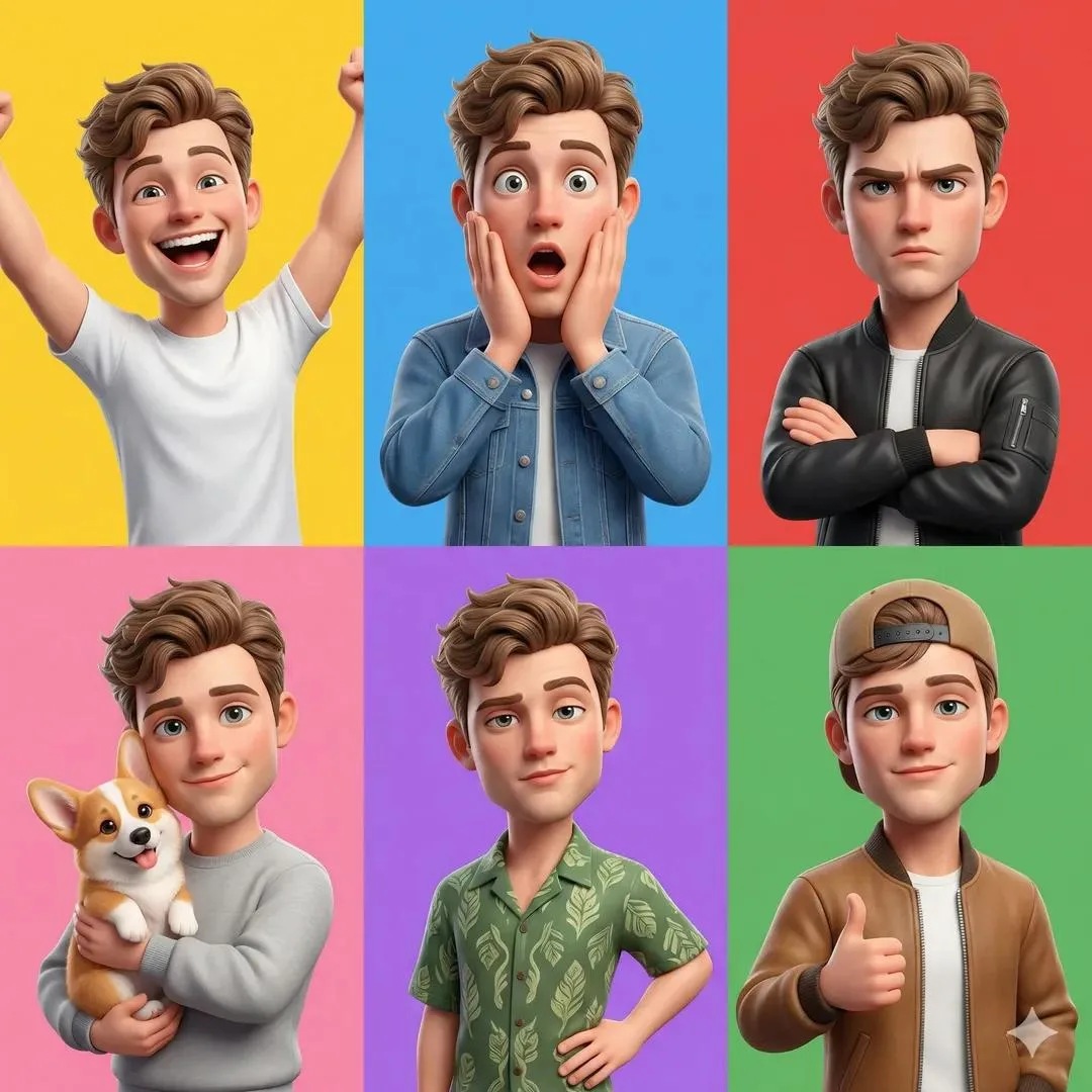 คอลเลกชัน 6 สีหน้าเด็กผู้ชายสไตล์พิกซาร์ 1