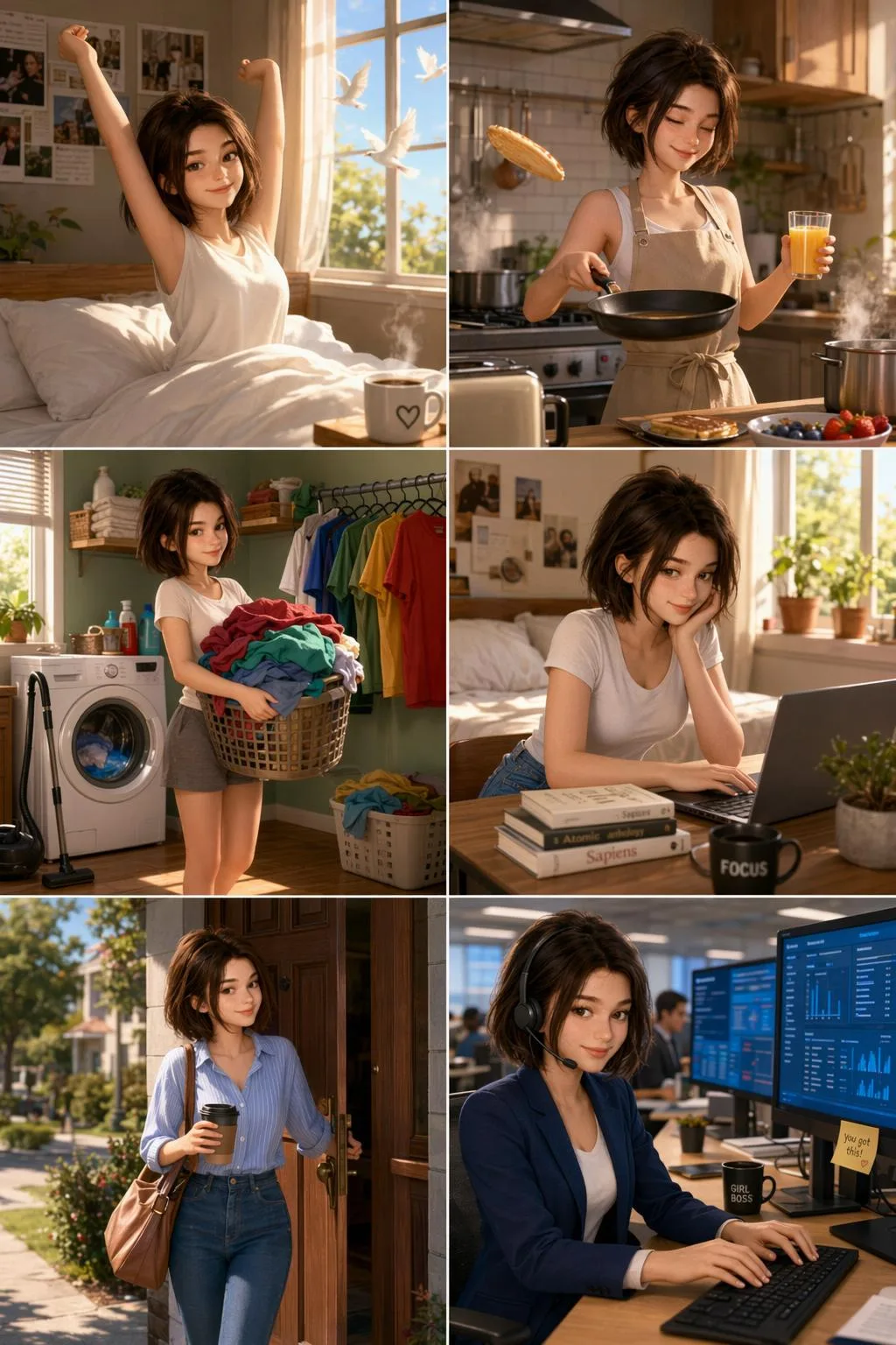 ชีวิตประจำวันหญิงสาวสไตล์ Pixar 6 ช่อง 1
