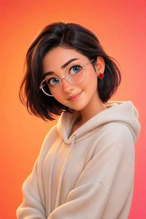 ภาพพอร์ตเทรต 3D สไตล์ Pixar วัยรุ่นน่ารักสดใส 1