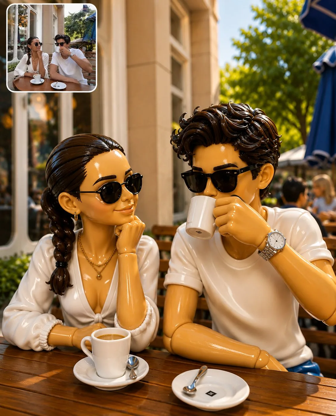 คู่รักในคาเฟ่สไตล์พิกซาร์: ฟิกเกอร์สะสมสุดหรู 1