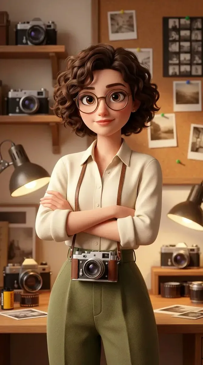 นักถ่ายภาพหญิงในสตูดิโอวินเทจสไตล์พิกซาร์ 1