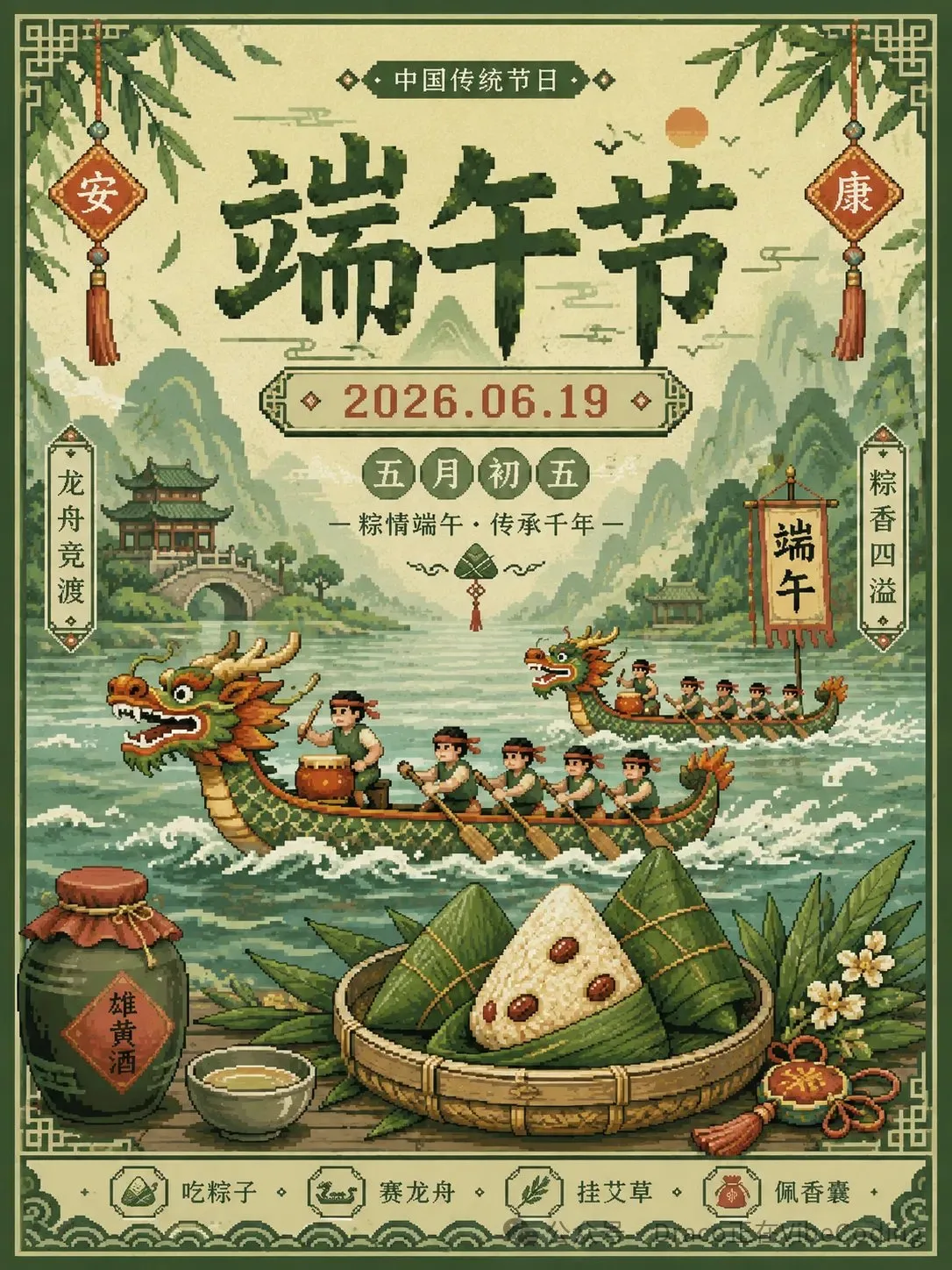 โปสเตอร์เทศกาลพิกเซล: ตรุษจีนในสไตล์โมรานดี 1