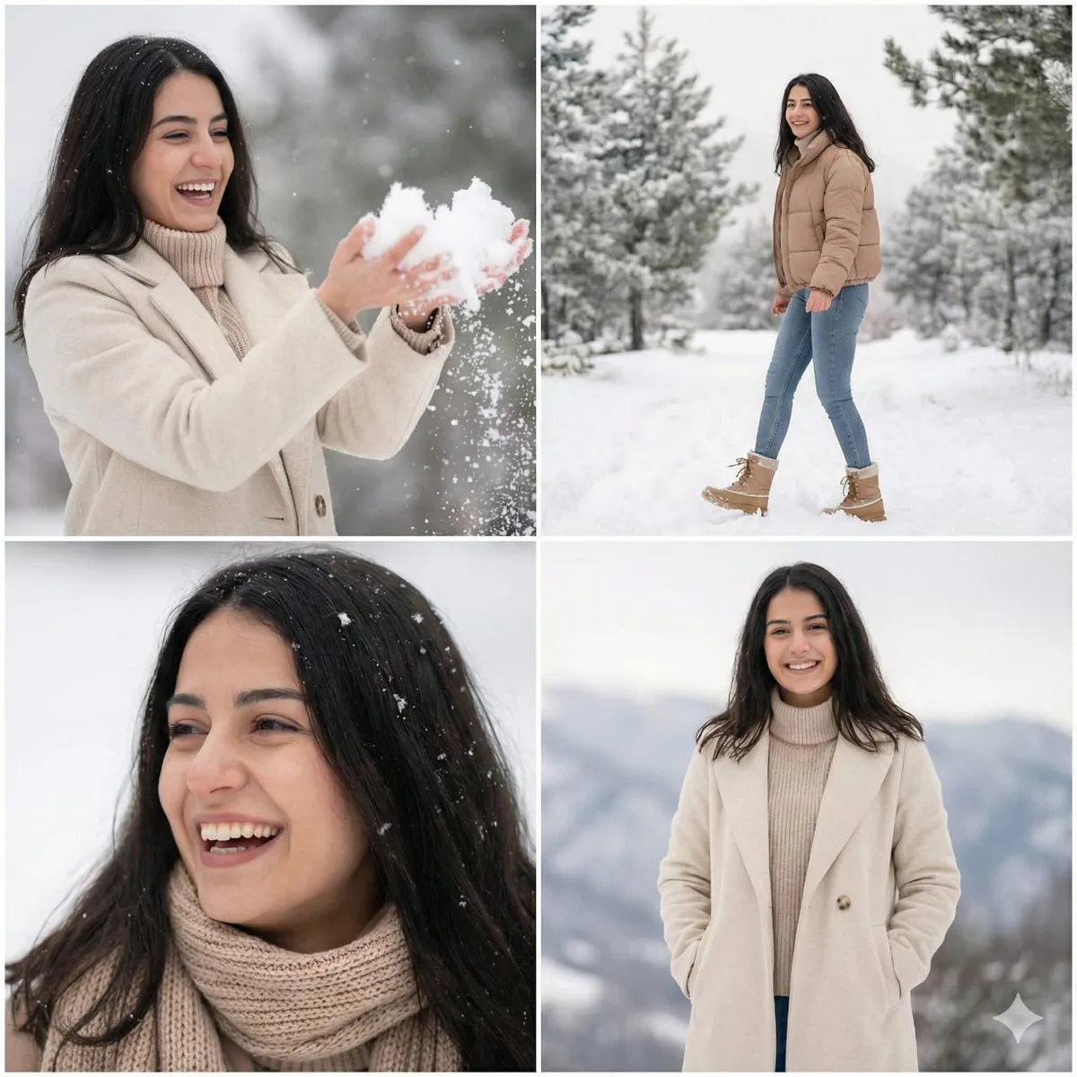 สาวตุรกีในชุดฤดูหนาวท่ามกลางหิมะ (4 ช่อง) 1