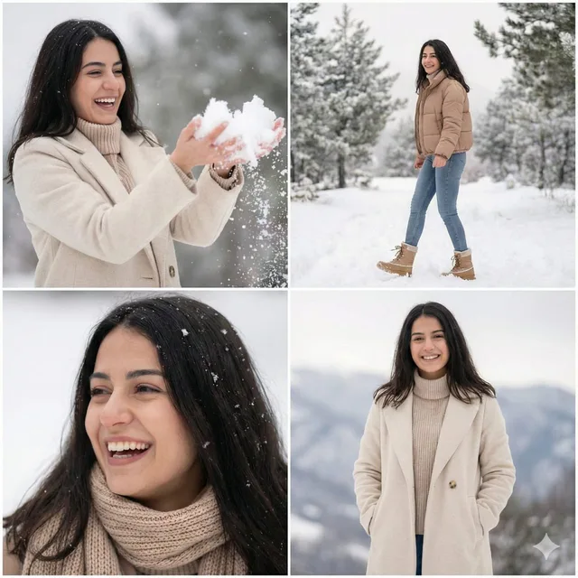 สาวตุรกีในชุดฤดูหนาวท่ามกลางหิมะ (4 ช่อง)