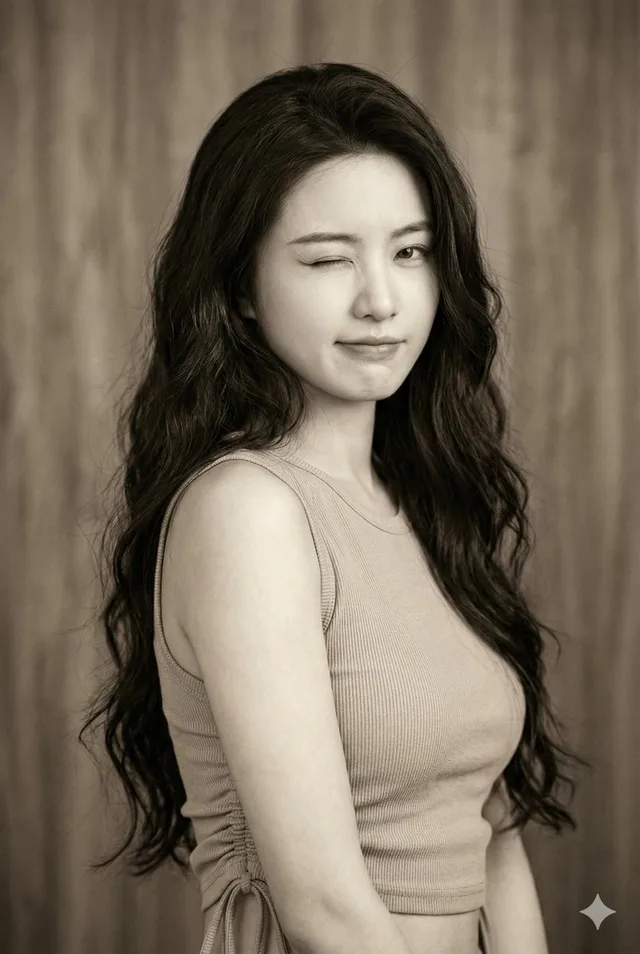 สาวขี้เล่นตาโตโทนซีเปียโบราณ