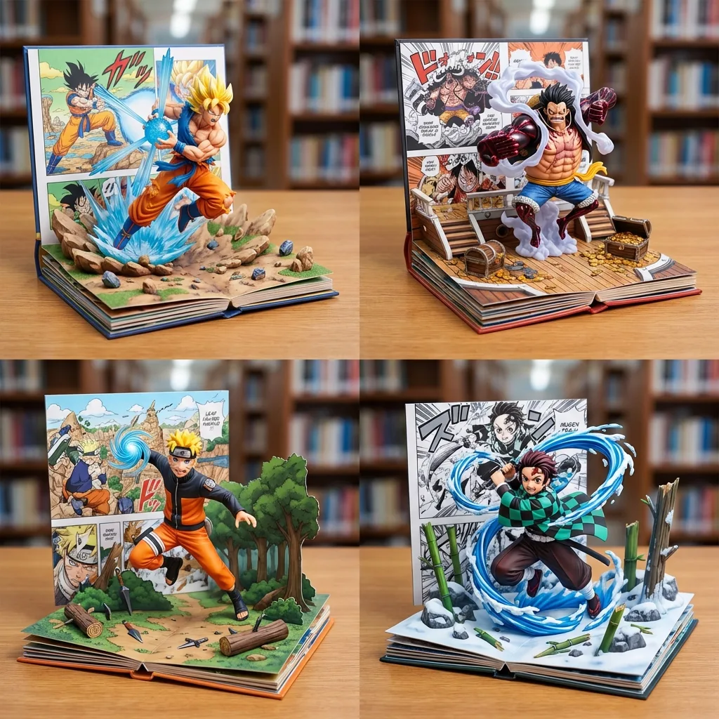 โมเดล 3D ตัวละครมังงะสไตล์หนังสือนิทานป๊อปอัพ 1