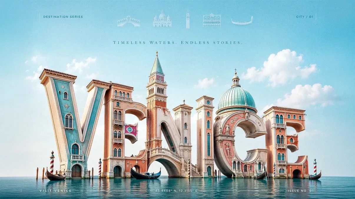 โปสเตอร์ท่องเที่ยว 3D แลนด์มาร์กเมือง 1