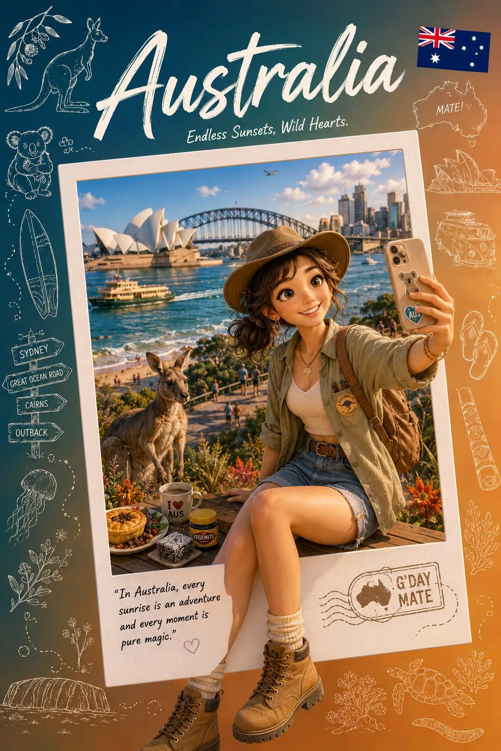 โปสเตอร์ท่องเที่ยว 3D การ์ตูน สไตล์ Pixar พร้อมตัวละคร 2