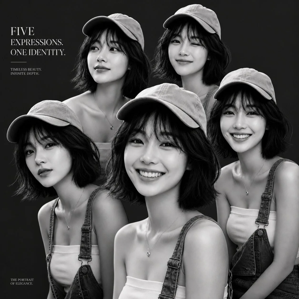 ภาพบุคคลแฟชั่นขาวดำหลายชั้นสไตล์มินิมอล 1
