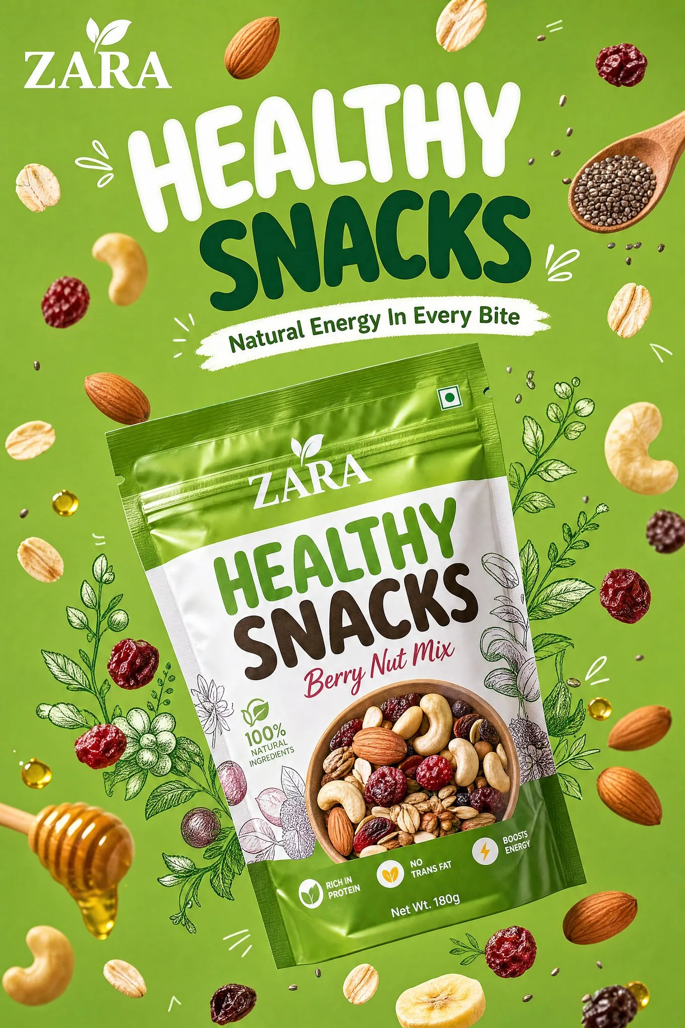 ออกแบบโปสเตอร์ขนม FMCG พรีเมียม ทันสมัย 2