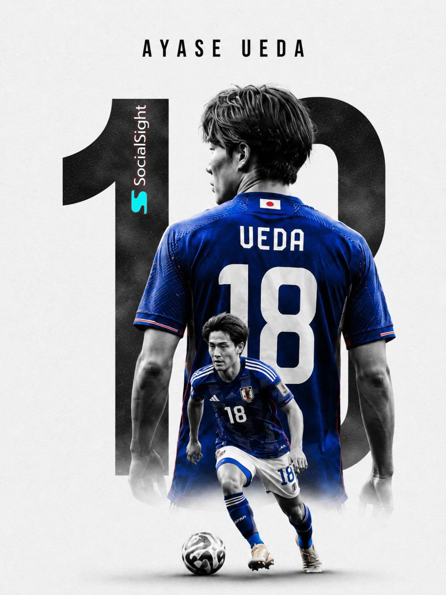 โปสเตอร์นักฟุตบอลเสื้อน้ำเงิน: การออกแบบมินิมอล 1