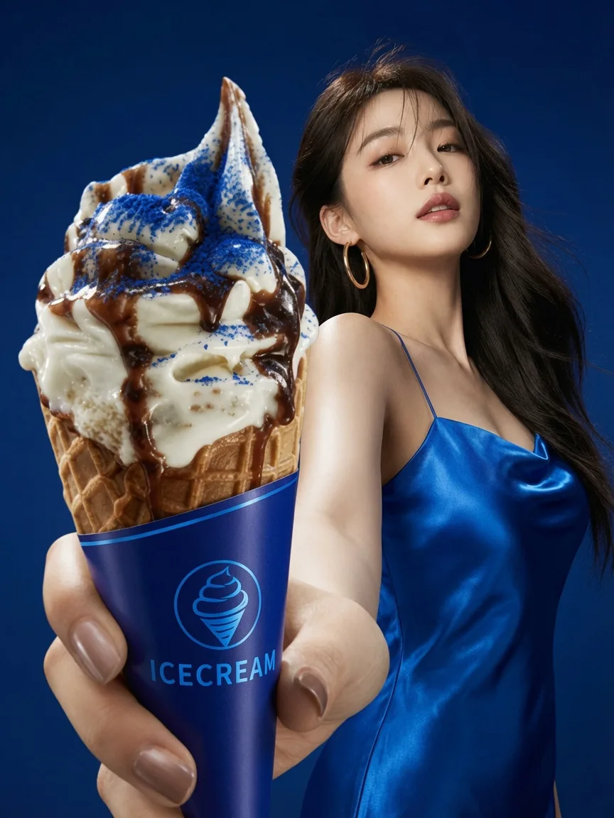 ไอศกรีมพรีเมียมสีเขียวเข้ม: ถ่ายภาพโฆษณาแฟชั่น 1