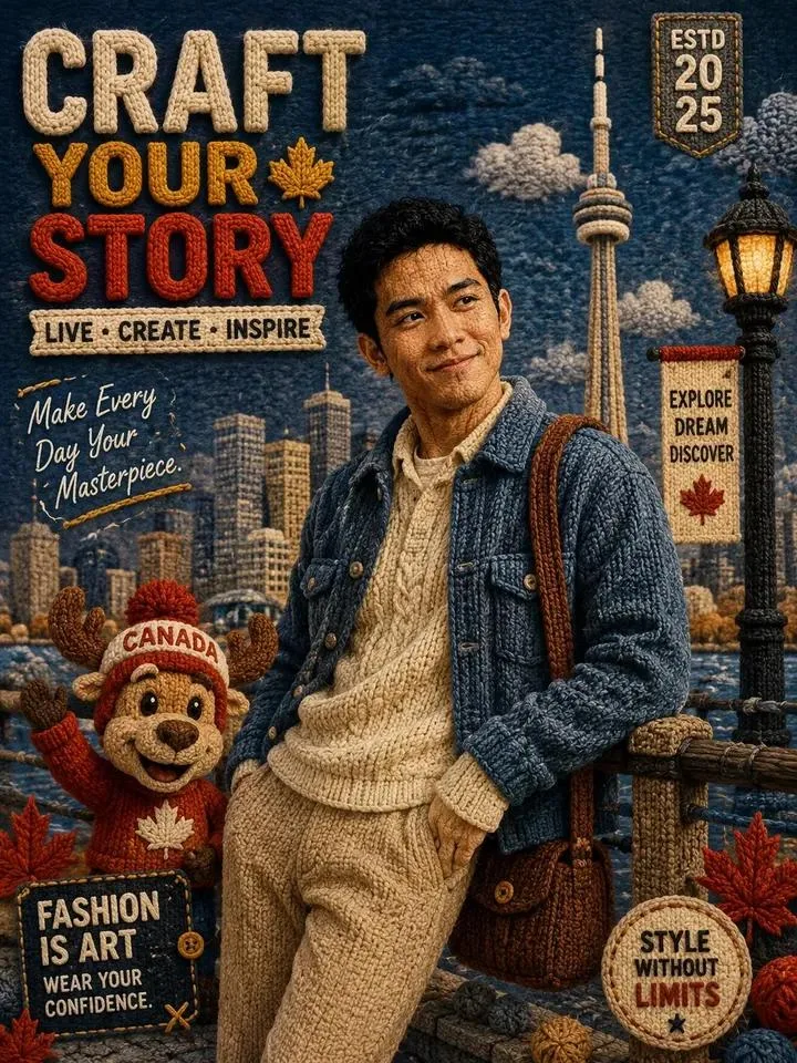 โปสเตอร์แอนิเมชั่นสต็อปโมชันสไตล์ผ้าถักขนสัตว์ 1