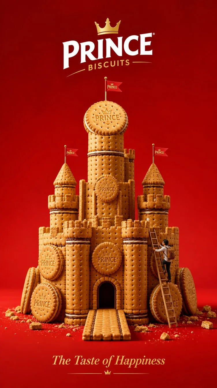 โปสเตอร์โฆษณา 3D ขนมปังกรอบเจ้าชาย หรูหรา มินิมอล 1