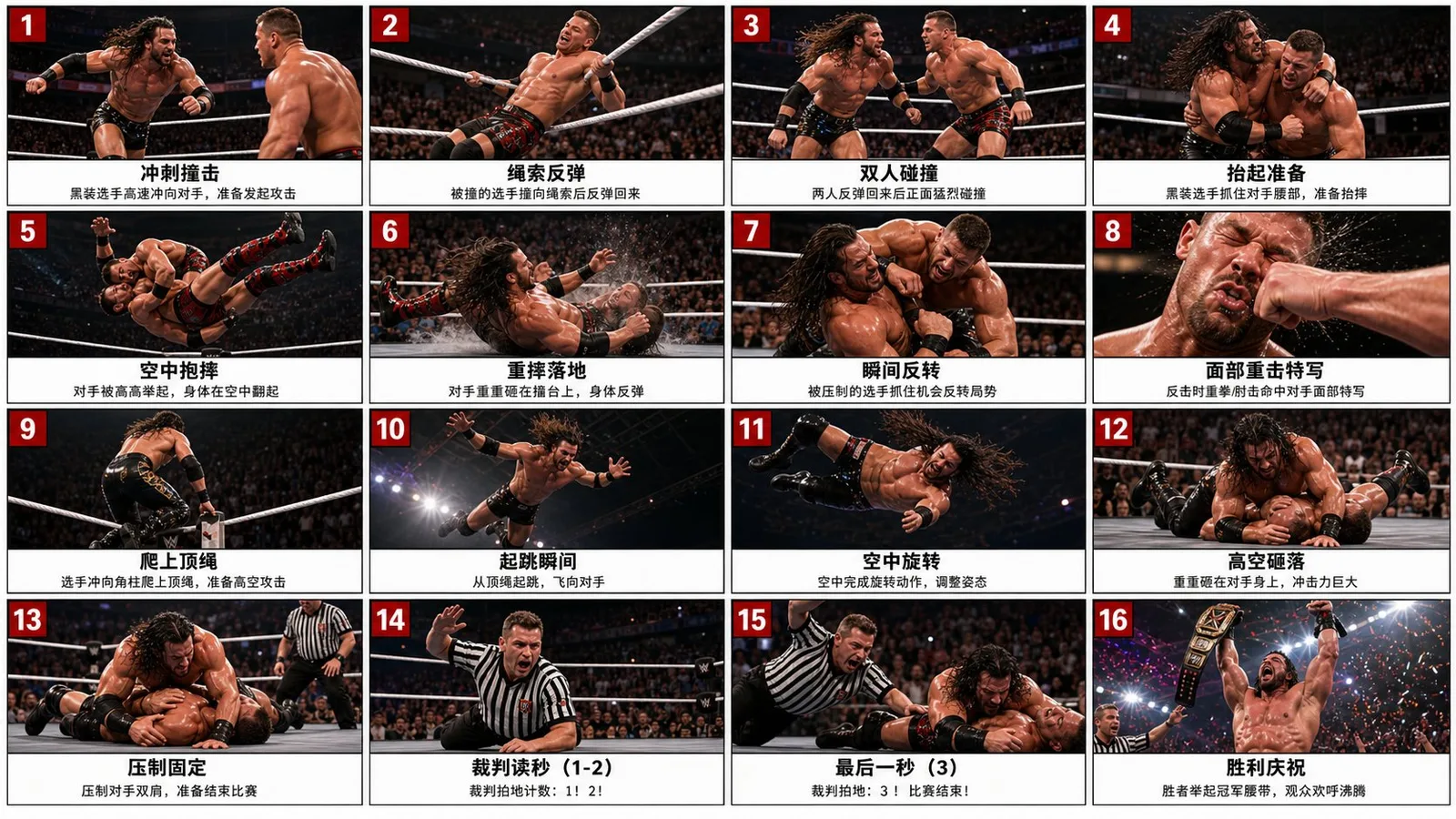 สตอรี่บอร์ดมวยปล้ำชิงแชมป์: 16 ช่องแบบภาพยนตร์ 1
