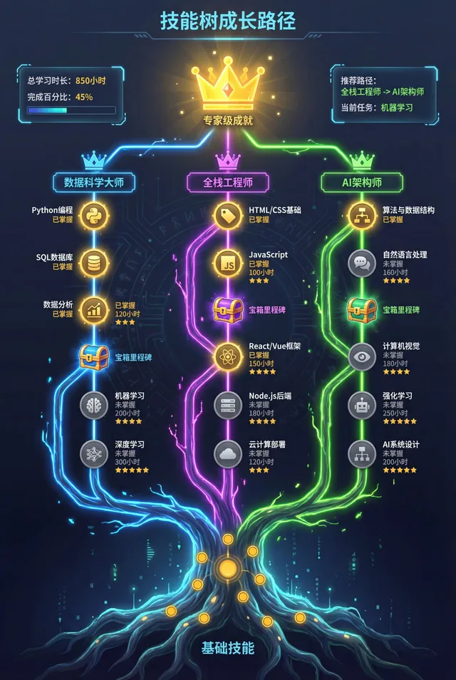 อินโฟกราฟิกแผนผังทักษะการเติบโต สไตล์เกม