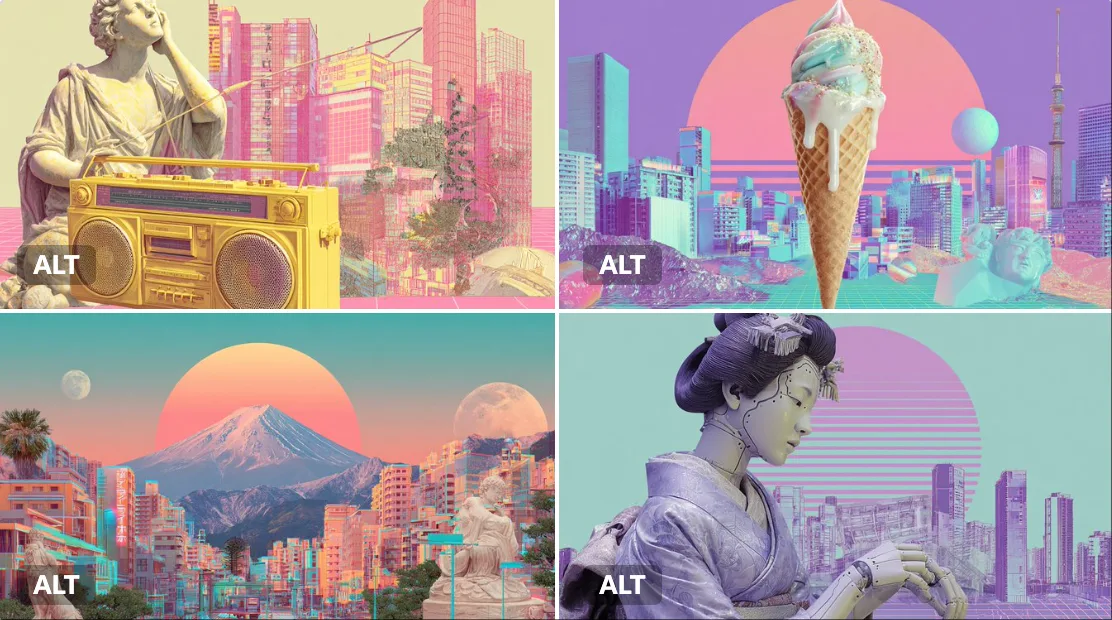 ภาพคอลลาจภาพเหนือจริงแนว Vaporwave 1