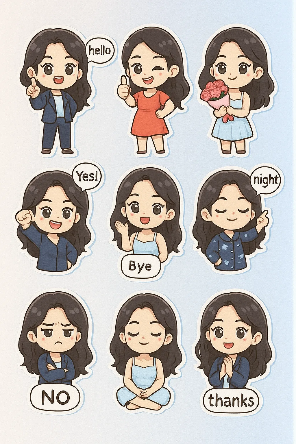 สติกเกอร์ Q-เวอร์ชัน 9 ช่องสุดน่ารัก 1