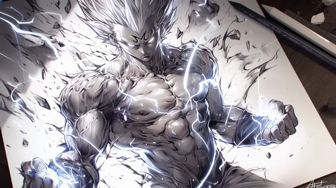 ภาพวาดดินสอตัวละครพลังกล้าม เนื้อ 2